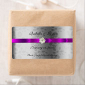 Hochzeitsweinetikett Lila Band und Blume (Insitu)