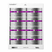 Hochzeitsweinetikett Lila Band und Blume (Vorne)