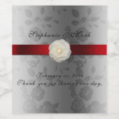 Hochzeitsweinetikett mit rotem Band auf Silber Weinetikett (Einzelnes Label)