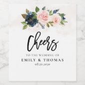 Hochzeitsweinetikett Navy & Blush Pink Weinetikett (Einzelnes Label)