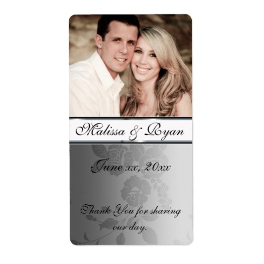 Hochzeitsweinetikett-SilberDamaskus (Vorne)