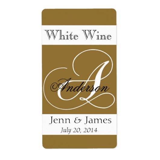 Hochzeitsweinetiketten Gold Monogram A (Vorne)