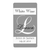 Hochzeitsweinetiketten Silver Gray Monogram L (Vorne)