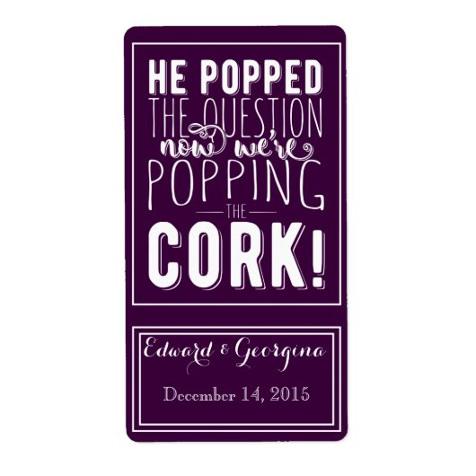 Hochzeitsweinflasche - er stellte die Frage (Vorne)