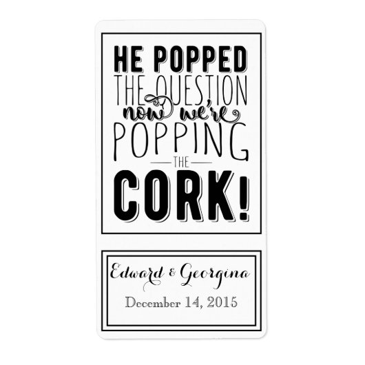 Hochzeitsweinflasche - er stellte die Frage (Vorne)