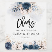 Hochzeitsweinlabel "Navy Blue and Dusty Rose" Weinetikett (Einzelnes Label)