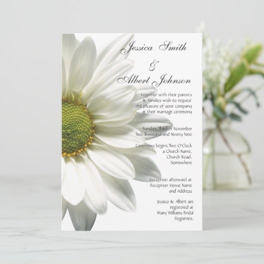 Hochzeitsweiß - Einladung (Stehend Vorderseite)