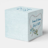 Hochzeitsweiße Band Herz auf Aqua Gevor Box Geschenkschachtel (Rückseite)