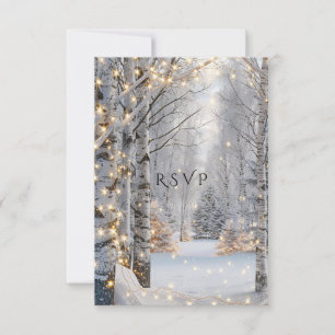 Hochzeitsweiße Birkenbäume schneegelbe Lichter RSVP Karte