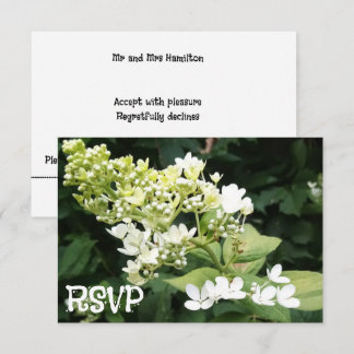Hochzeitsweiße Blumen Foto in Grünpflanzen RSVP Karte