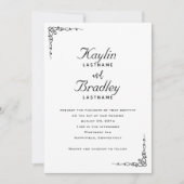 Hochzeitsweiße Minimalistische Ecken Einladung (Vorderseite)