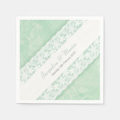 Hochzeitsweiße Spitzen auf grünem Pfefferminzpapie Serviette (Vorderseite)