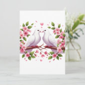 Hochzeitsweiße Tauben Einladung (Stehend Vorderseite)