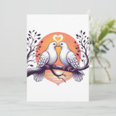 Hochzeitsweiße Tauben Einladung (Stehend Vorderseite)