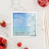 Hochzeitsweißer Leuchtturm und Segelboot Serviette (Beispiel)