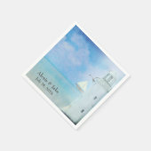 Hochzeitsweißer Leuchtturm und Segelboot Serviette (Ecke)