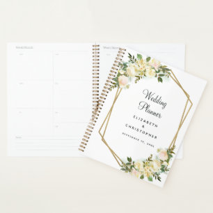 Hochzeitsweißes, elegantes Rose Wasserfarben-Goldr Planer