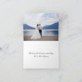 Hochzeitsweißes Schwarzes Foto Dankeskarte (Innenseite)