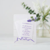 Hochzeitsweißholz mit lila Band Einladung (Stehend Vorderseite)
