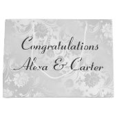 Hochzeitsweißmatte mit Namen Große Geschenktüte (Vorderseite)