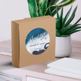 Hochzeitswellen am Strand Vielen Dank Runder Aufkleber