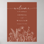 Hochzeitswillkommen Burnt Orange Wildblume Poster (Vorne)