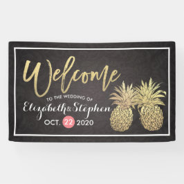 Hochzeitswillkommen Modernes Black Gold Ananas Cou Banner