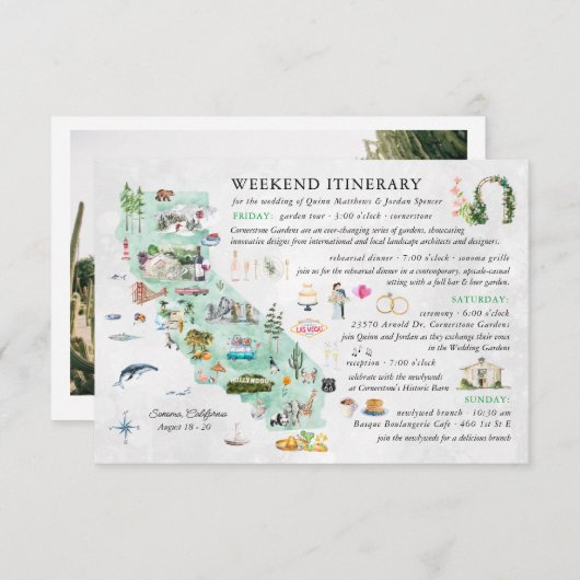 Hochzeitswoche in Napa | Fahrkarte Begleitkarte (Vorne/Hinten)