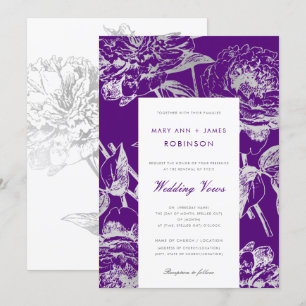 Hochzeitswoche Renewal Einfaches Blumensilber Lila Einladung