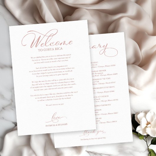 Hochzeitswochenende Begrüßungsbrief Rose Gold