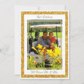 Hochzeitswochenende Golf Gold Glitzer Foto Einladung (Rückseite)