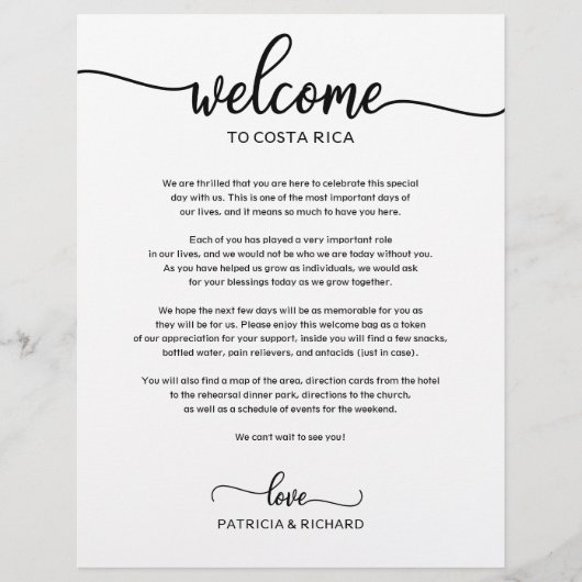 Hochzeitswochenende Herzlich willkommen (Vorderseite)