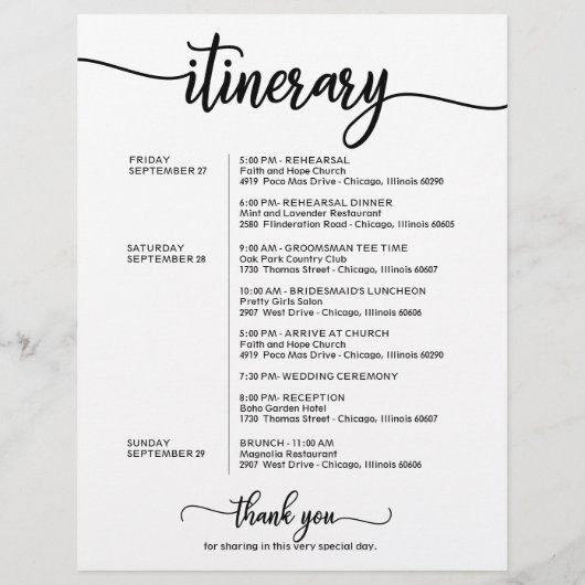 Hochzeitswochenende Herzlich willkommen (Rückseite)