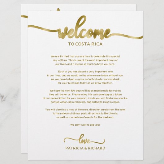 Hochzeitswochenende Herzlich willkommen (Vorne/Hinten)