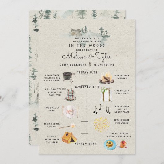 Hochzeitswochenende in der Waldfahrkarte Programm (Vorne/Hinten)