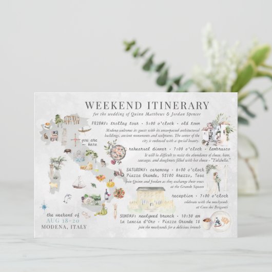 Hochzeitswochenende in Italien Einladung (Stehend Vorderseite)