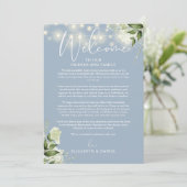 Hochzeitswochenende-Itinerary Dusty Blue Floral Programm (Stehend Vorderseite)