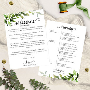 Hochzeitswochenende-Itinerary Elegante Grün- Einla Einladung
