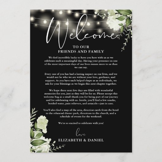Hochzeitswochenende-Itinerary Grünzeug Floral Programm (Vorderseite)