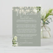 Hochzeitswochenende-Itinerary Sage Grün Floral Programm (Stehend Vorderseite)