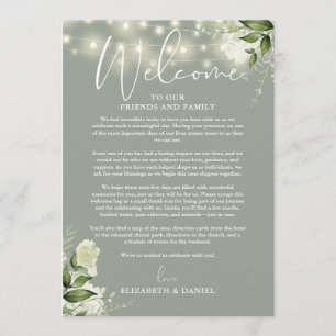 Hochzeitswochenende-Itinerary Sage Grün Floral Programm