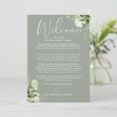 Hochzeitswochenende-Itinerary Sage Grün Floral Programm (Stehend Vorderseite)