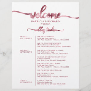 Hochzeitswochenende-Itinerary Simple Chic Zeitplan