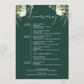 Hochzeitswochenende-Itinerary Smaragdgrün Floral Programm (Rückseite)