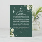 Hochzeitswochenende-Itinerary Smaragdgrün Floral Programm (Stehend Vorderseite)