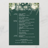 Hochzeitswochenende-Itinerary Smaragdgrün Floral Programm (Rückseite)