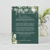 Hochzeitswochenende-Itinerary Smaragdgrün Floral Programm (Stehend Vorderseite)