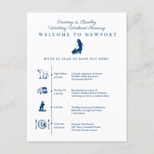 Hochzeitswochenende-Itinerary Zeitplan Newport RI Begleitkarte