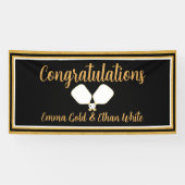 Hochzeitswochenende Pickleball Black & Gold Banner (Horizontal)