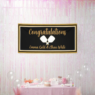 Hochzeitswochenende Pickleball Black & Gold Banner